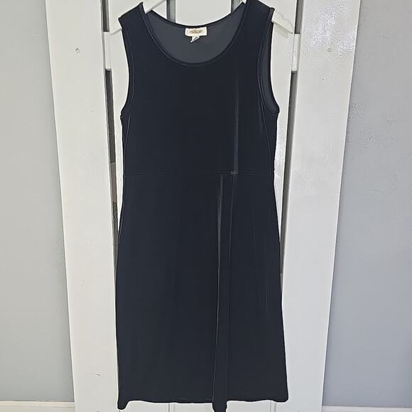 Talbots Midi Velvet Tank Dress‎ VTG Black Medium Stretch Whimsygoth Witchy - Picture 1 of 5